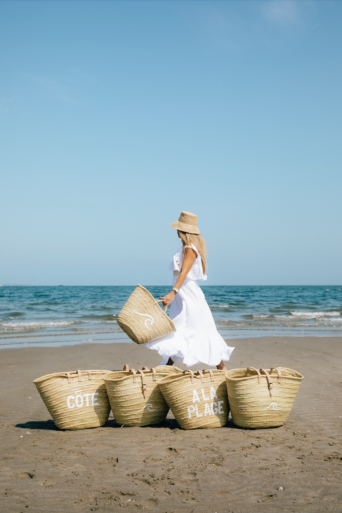 Côte Straw Leather Handle Tote