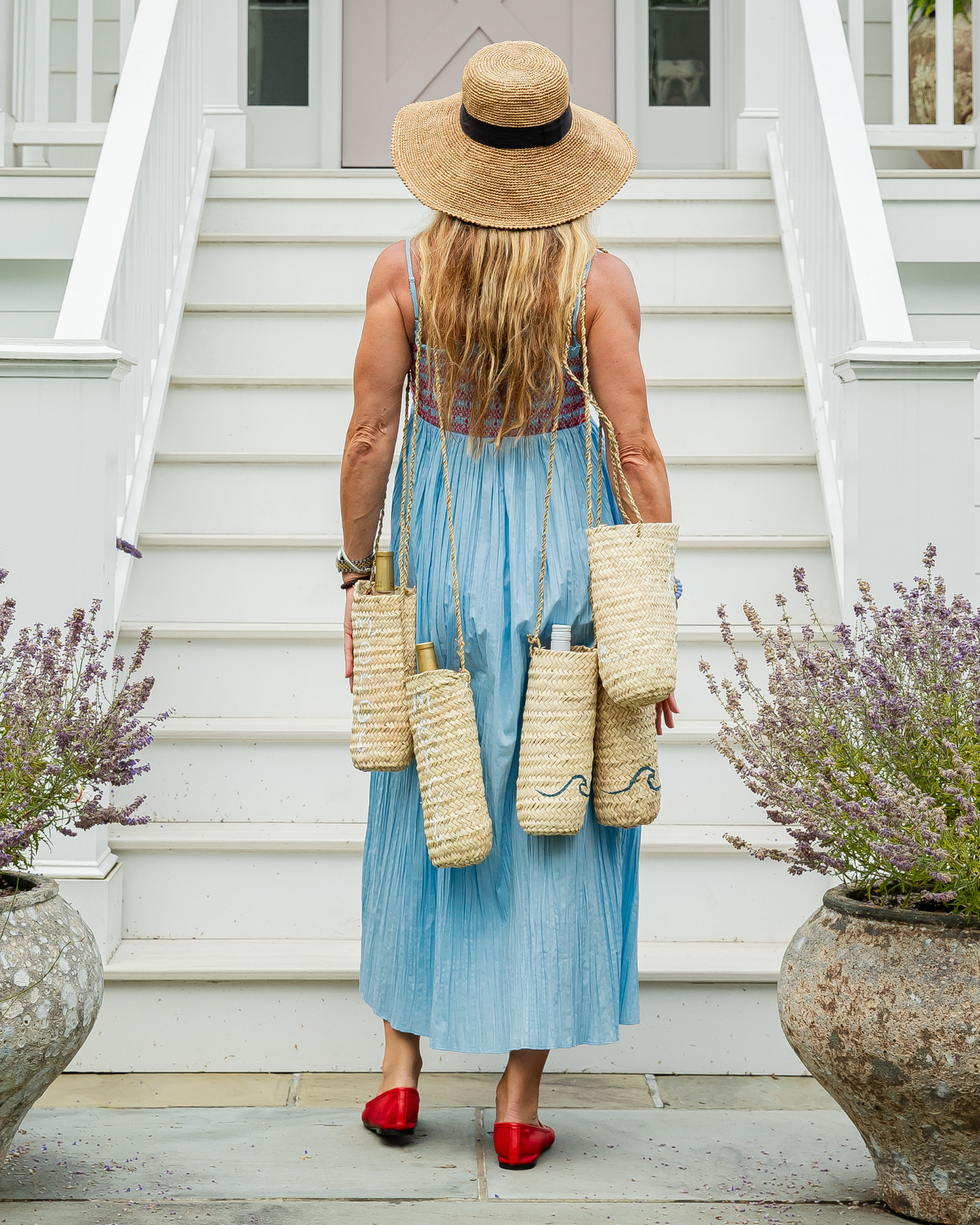 Coastal Sip Straw Wine Tote